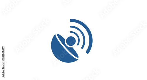 A blue logo with signal waves.