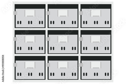 集合ポストのフラットイラスト マンション用メールボックス設備