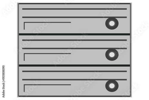 壁掛け集合ポストのフラットイラスト 横型メールボックス設備