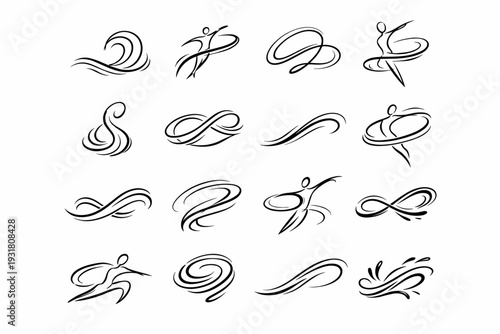 Energetic action trace simple vector arc image sweep seamless icon rhythmic uninterrupted