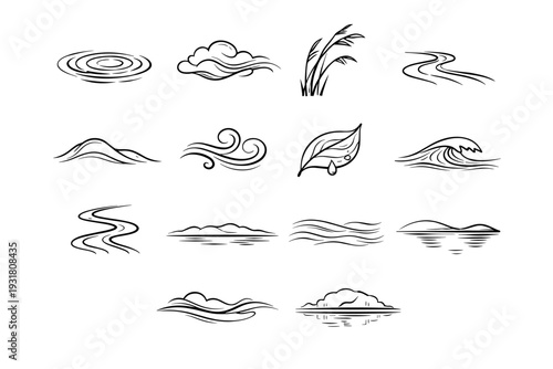 Generation line vector stream smooth image gentle bend wind icon simple horizon