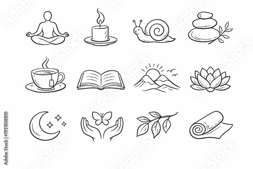 Trace generation vector meditative relaxed icon composed simple image hand reflective motion