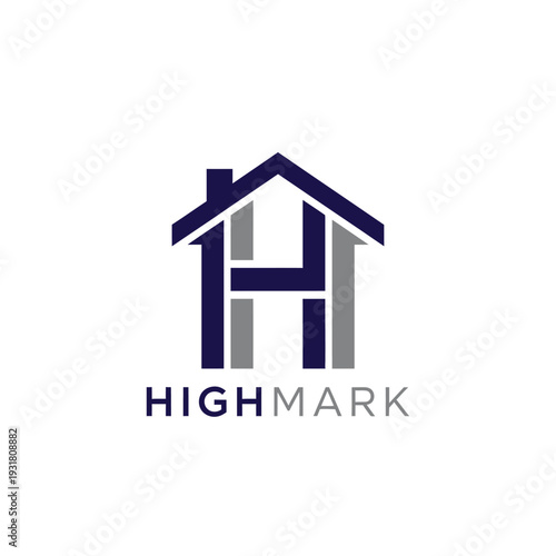 Letter H house roof monogram logo for real estate and mortgage Highmark