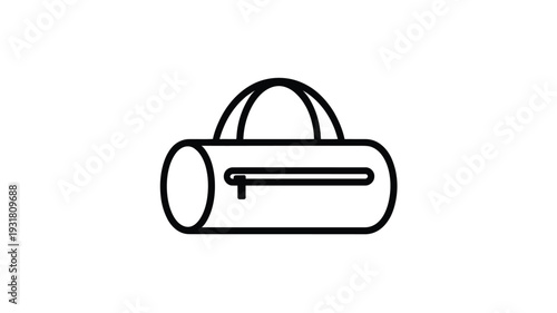 Simple line drawing of a duffel bag isolated on a white background
