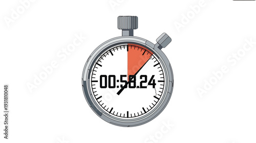 A digital stopwatch displays a time of 00 58 24 against a white background