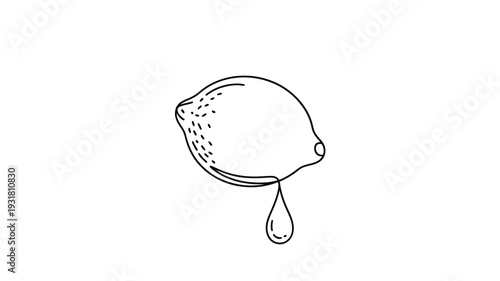 Simple line drawing of a lemon with a dripping drop of juice