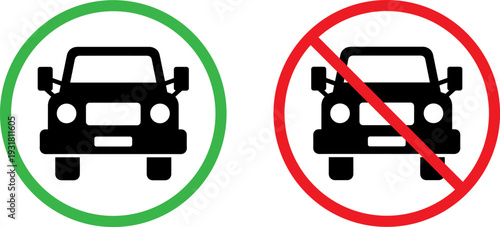 Allowed and prohibited car signs for parking and traffic regulation