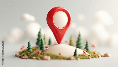 Hand Drawn Cute Location Pin: Outdoor Landmark For Map Stickers And Doodles. Tourism Gps Pointer For Adventure And Hiking Purposes.