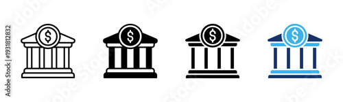 Banking icon sheet multiple style collection