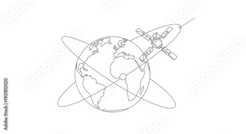 Satellite Orbiting Earth, Global Communication Network, Space Technology