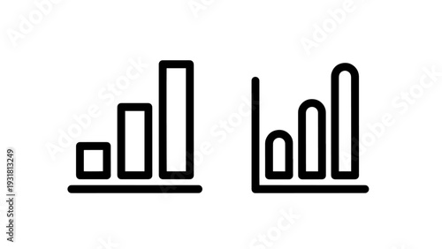 Bar chart icons illustrating data comparison, growth trends, and statistical analysis
