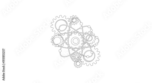 Interlocking Gears Mechanism Abstract Concept