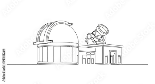 Observatory Dome with Telescope Sketch - Scientific Research Building