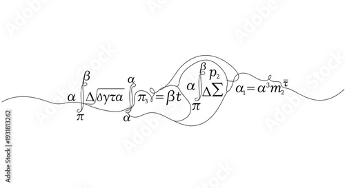 Abstract mathematical formulas and symbols on a white background
