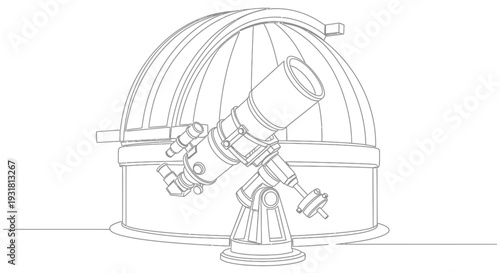 Observatory Telescope Dome Outline Drawing