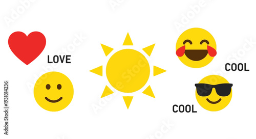 happy smiling sun cartoon illustration with cheerful easter eggs in bright summer sunshine style