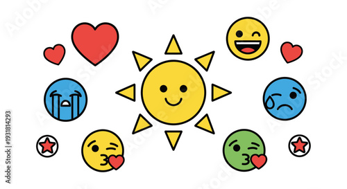 Happy funny cartoon Easter eggs with smiling faces in bright yellow and orange vector illustration for kids and children design