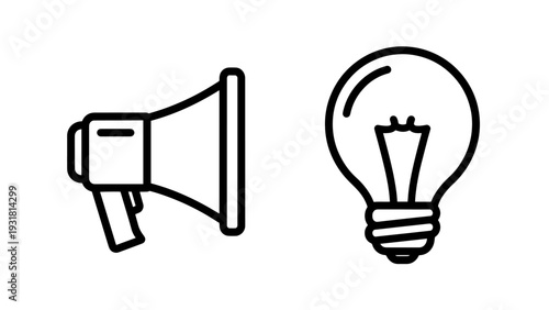 Announcing Brilliant Ideas: Megaphone and Light Bulb Symbolizing Communication, Innovation, and Creative Solutions