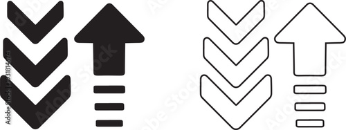 Black and white arrow icons with chevron designs