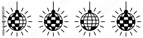 disco ball party vector icons set