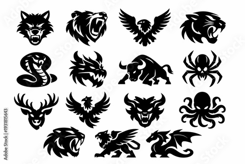 Sigil image silhouette beast emblem abstract totem animal form generation vector simple