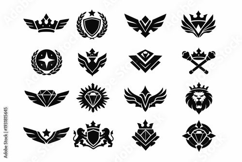 Mark icon set emblem shape symbol premium elite superior sign prestigious vector