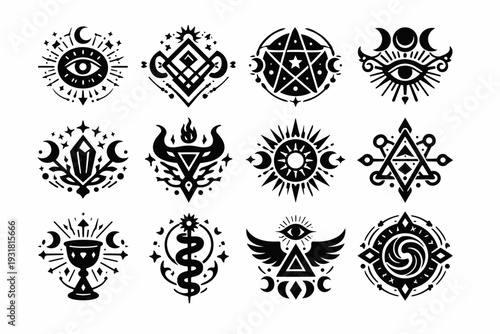 Simple arcane shape emblem symbol glyph vector image secret form esoteric generation