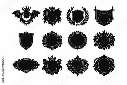 Simple image classic heraldic vector vintage icon baroque shadow generation badge insignia