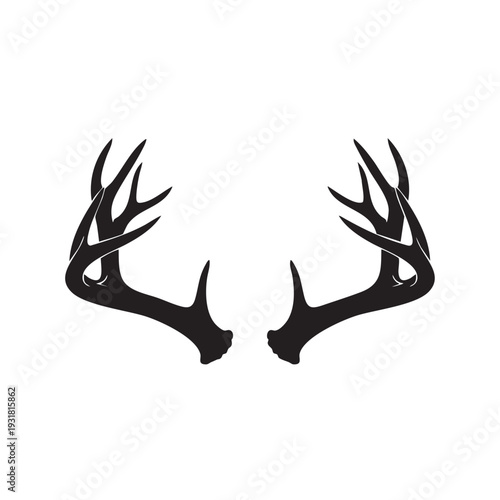 Deer antlers silhouette vector illustration isolated on white background.