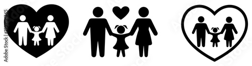 family parent child heart vector icons