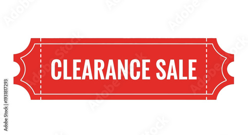 Red ticket-style banner with "CLEARANCE SALE" text, isolated white background.