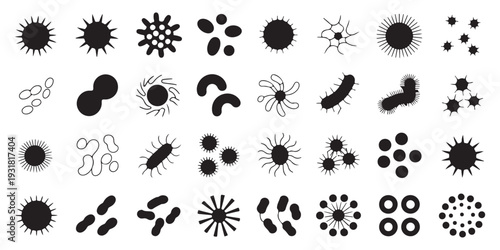 Microscopic Organism and Pathogen Icon Set for Medical and Scientific Use
