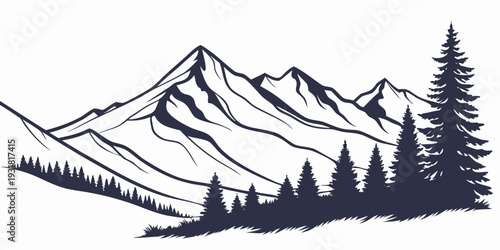 Majestic mountain range with dense forest at the base and snow-capped peaks