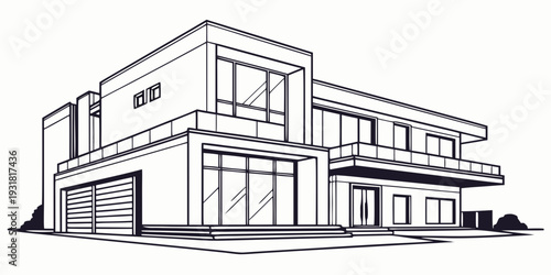 Modern building with large windows and a prominent sign on the facade