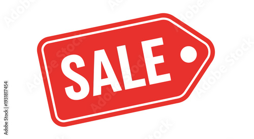 Red Sale Promotion Tag Label Icon on Isolated White Background