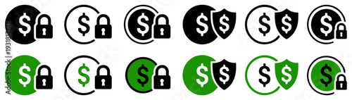 fixed income savings money icon set