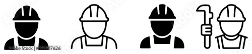 mechanic worker male avatar icon set