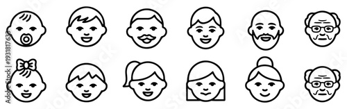 people age lifecycle generation icon set