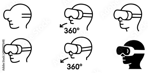 virtual reality vr headset icon set