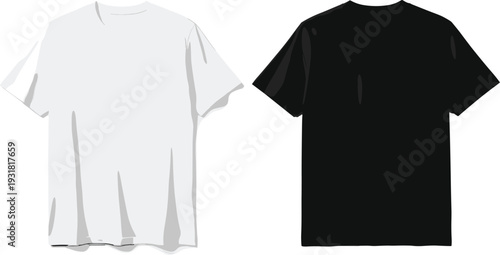 White and black blank t-shirt mockup set front view
