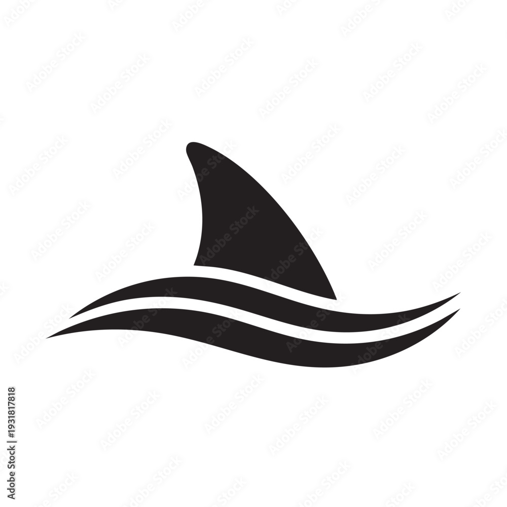 Fototapeta premium Shark Fin Vector Icon Isolated on White Background