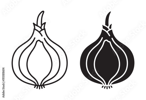 Onion vector illustration set, flat design for cooking website