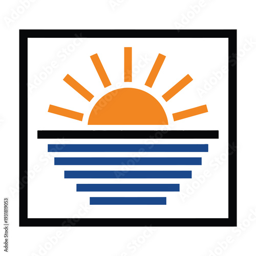 Bright sunburst symbol rising behind abstract wavy lines creates dynamic energy and positivity for motivational branding and uplifting design concepts