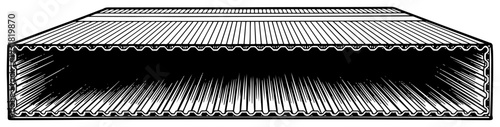 Perspective hand drawn view of corrugated material structure in vintage ink sketch style