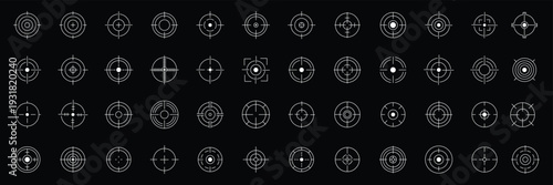 Tableau sur toile Target Crosshair Icons Set, Aim Reticle Scope Focus Symbol Vector Collection