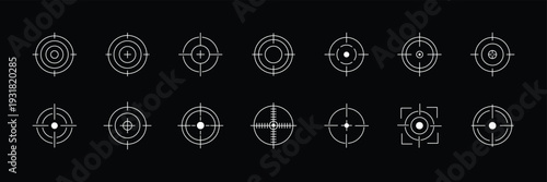 Cuadro en lienzo Target Crosshair Icons Set, Aim Reticle Scope Focus Symbol Vector Collection