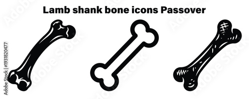 Lamb shank bone icons for Passover celebrations