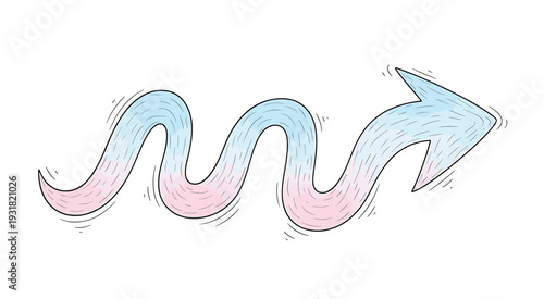 Gender Reveal Bow Arrow with Pink and Blue Colors On White Background.