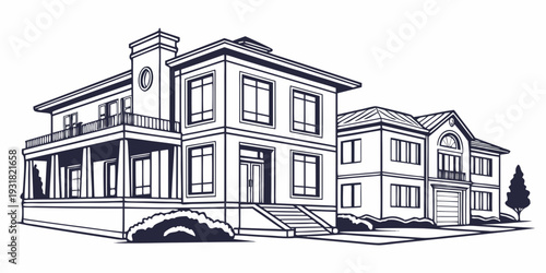 A charming three-story building with a welcoming porch and arched windows