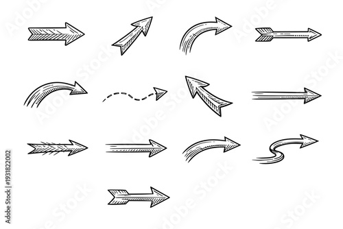Arc guiding arrow engraved wayfinding icons scratched precise icon mark vector etched